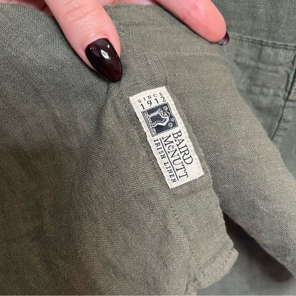 J. Crew Men’s Baird McNutt 100% Linen Shirt Button Down Olive Green Size S Slim - Picture 6 of 11